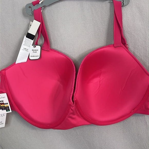 Summer Fuchsia/Hot Pink Smocked Bikini Swim Top -3X (24W-26W)-NWT- Time and Tru - Picture 14 of 16